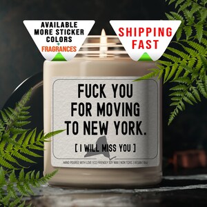 Regalo personalizado para mudarse Vela divertida Regalo patrocinable Regalos de texto personalizados Nueva York Nuevo propietario Nuevo estado Divertida inauguración de la casa