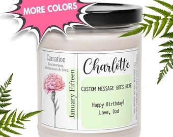 Birth Month Flower Candle Birthdate Candle Personalized Candle Customized Birthday Candle Birthday Gift for Her Birth Month Gift