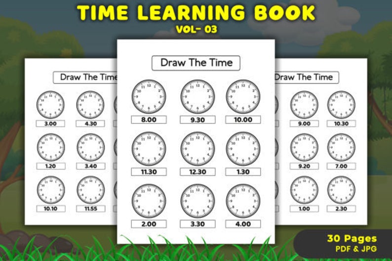 Time Learning Worksheets | Kindergarten - Etsy