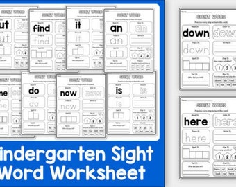 Kindergarten Sight Word Worksheets, Sight Word Printables, CVC Reading Activities, Learn to Read, Preschool Literacy, Printable PDF