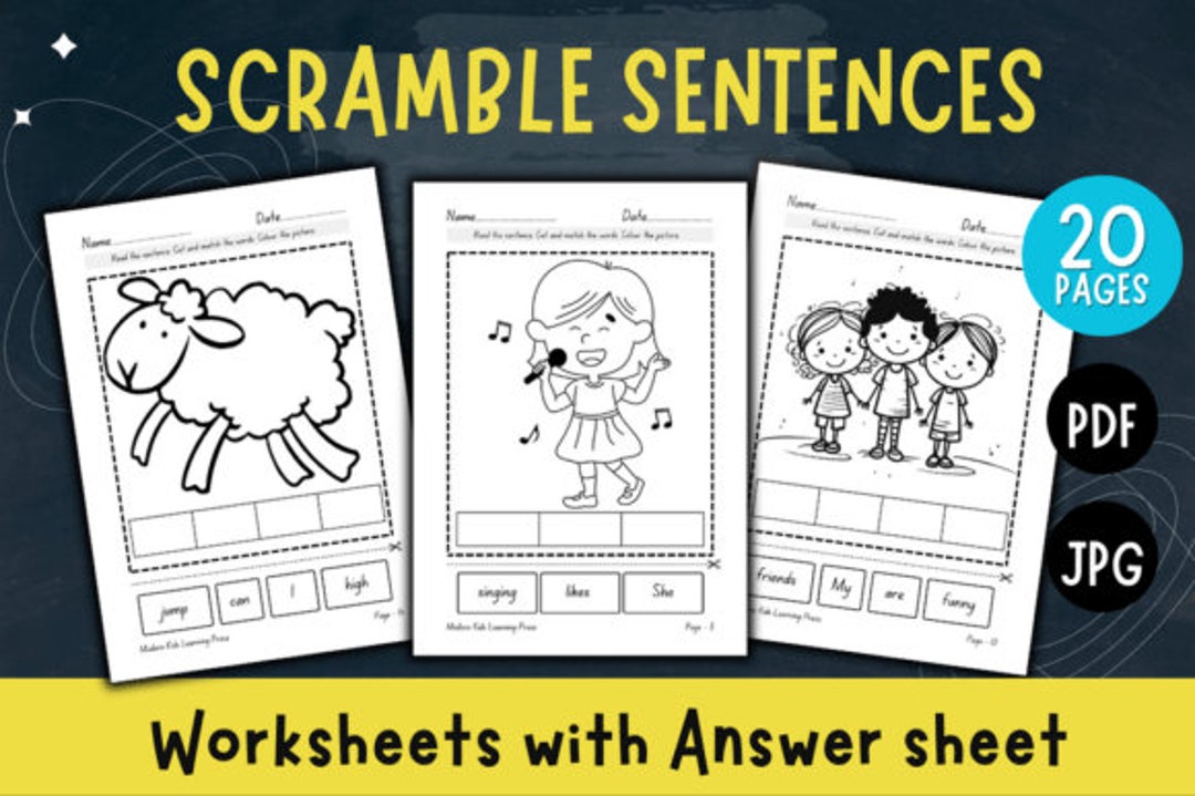 Scramble Sentences Worksheet for Kids - Etsy