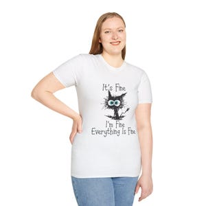 Whimsical Cat T-Shirt -It's Fine I'm Fine Everything Is Fine Shirt, Cute Black Cat Tee, Sarcasm T-Shirt, Everything Is Fine, Funny Cat Tee,