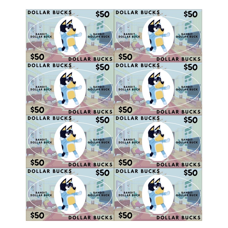Bluey Dollar Bucks, Reward Money, Play Money, DIGITAL DOWNLOAD ...