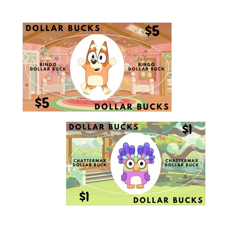 Bluey Dollar Bucks, Reward Money, Play Money, DIGITAL DOWNLOAD ...