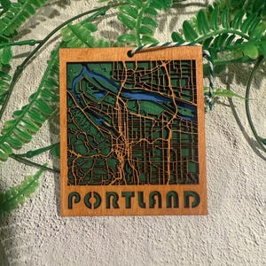 Map of Portland (Oregon) Ornament / Wall hanging - Handcrafted