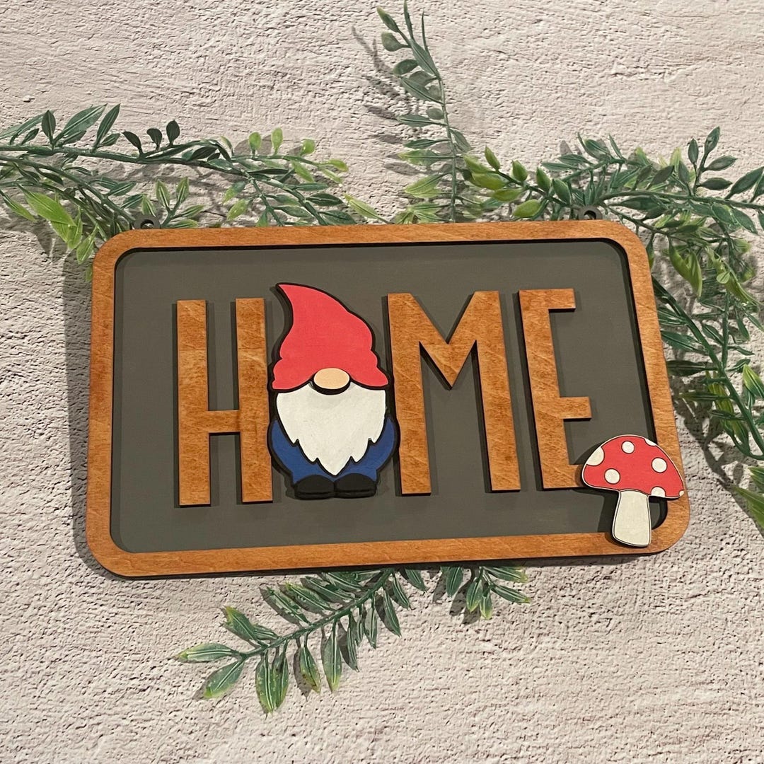 Gnome “home” Sign - Handcrafted and Painted - Etsy