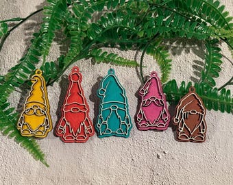 5 Wooden Gingerbread Gnome Ornaments