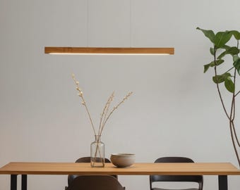 Solid wood pendant light, LED hanging light - Tara, dimmable with memory function, solid wood, handcrafted, Smart Home