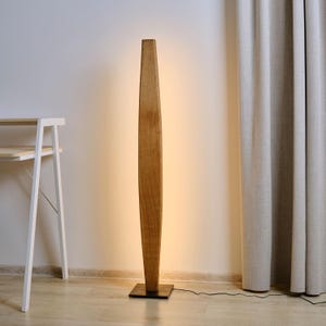Floor lamp - Stella, modern floor lamp, unusual floor lamp, solid oak, LED floor lamp, dimmable, handmade lamp