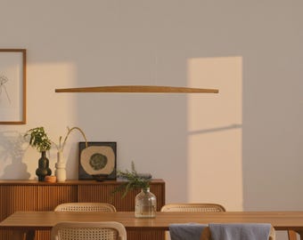 Solid wood pendant light, slim design, LED pendant light - Elia, dimmable with memory function, solid wood, handcrafted, Smart Home