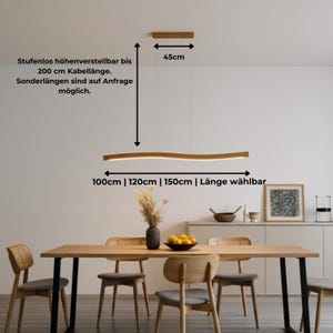 Solid wood pendant light, slightly recessed, LED pendant light - Lyra, dimmable with memory function, solid wood, handcrafted, Smart Home image 11
