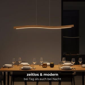 Solid wood pendant light, slightly recessed, LED pendant light - Lyra, dimmable with memory function, solid wood, handcrafted, Smart Home image 10