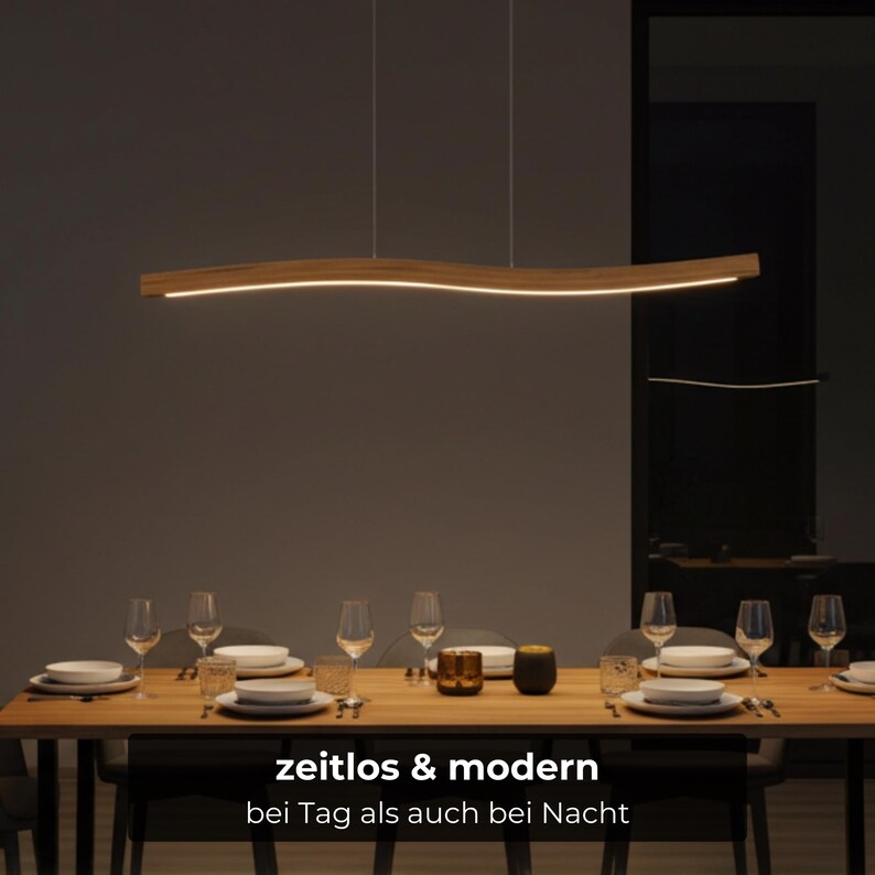 Solid wood pendant light, slightly recessed, LED pendant light - Lyra, dimmable with memory function, solid wood, handcrafted, Smart Home image 10