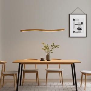 Solid wood pendant light, slightly recessed, LED pendant light - Lyra, dimmable with memory function, solid wood, handcrafted, Smart Home image 1