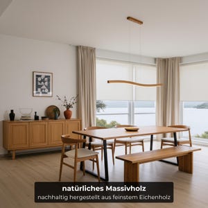 Solid wood pendant light, slightly recessed, LED pendant light - Lyra, dimmable with memory function, solid wood, handcrafted, Smart Home image 9