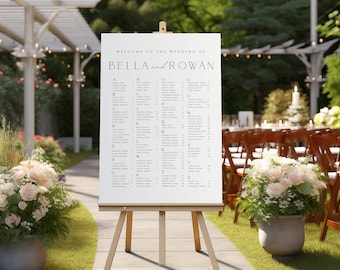 Alphabetical Seating Chart for Weddings, DIY Wedding Seating Plan, Editable, Printable, Elegant, Classy, Canva, Instant Download #PRLCHF