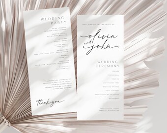 Wedding Program Template Download, Modern Wedding Reception Program Template, DIY Wedding, Editable, Printable, Instant Download #PRLLIN