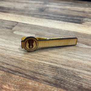 Jedi order tie clip - tie bar - nostalgic tie clip - mens tie clip - accessories - wood tie clip - gifts for him - Starwars tie clip