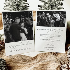 Newlywed Christmas Card Template | Newlywed Christmas | Minimalist Photo Christmas Card | Married and Bright | Just Married Holiday Card