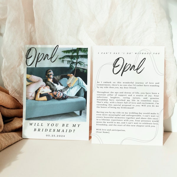 Minimalist Photo Bridesmaid Proposal | Modern Bridesmaid Card Template | Bridesmaid Proposal Card Template | Will You Be My Bridesmaid