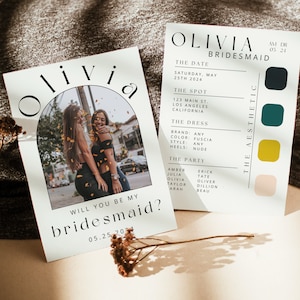 Bridesmaid Proposal Card Template: Modern Bridal Party Info (Canva, Digital Download)