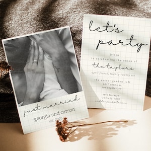Modern Elopement Announcement | Reception Party Invitation | Happily Ever After Party Invite Template | Elopement Party Reception | Eloped