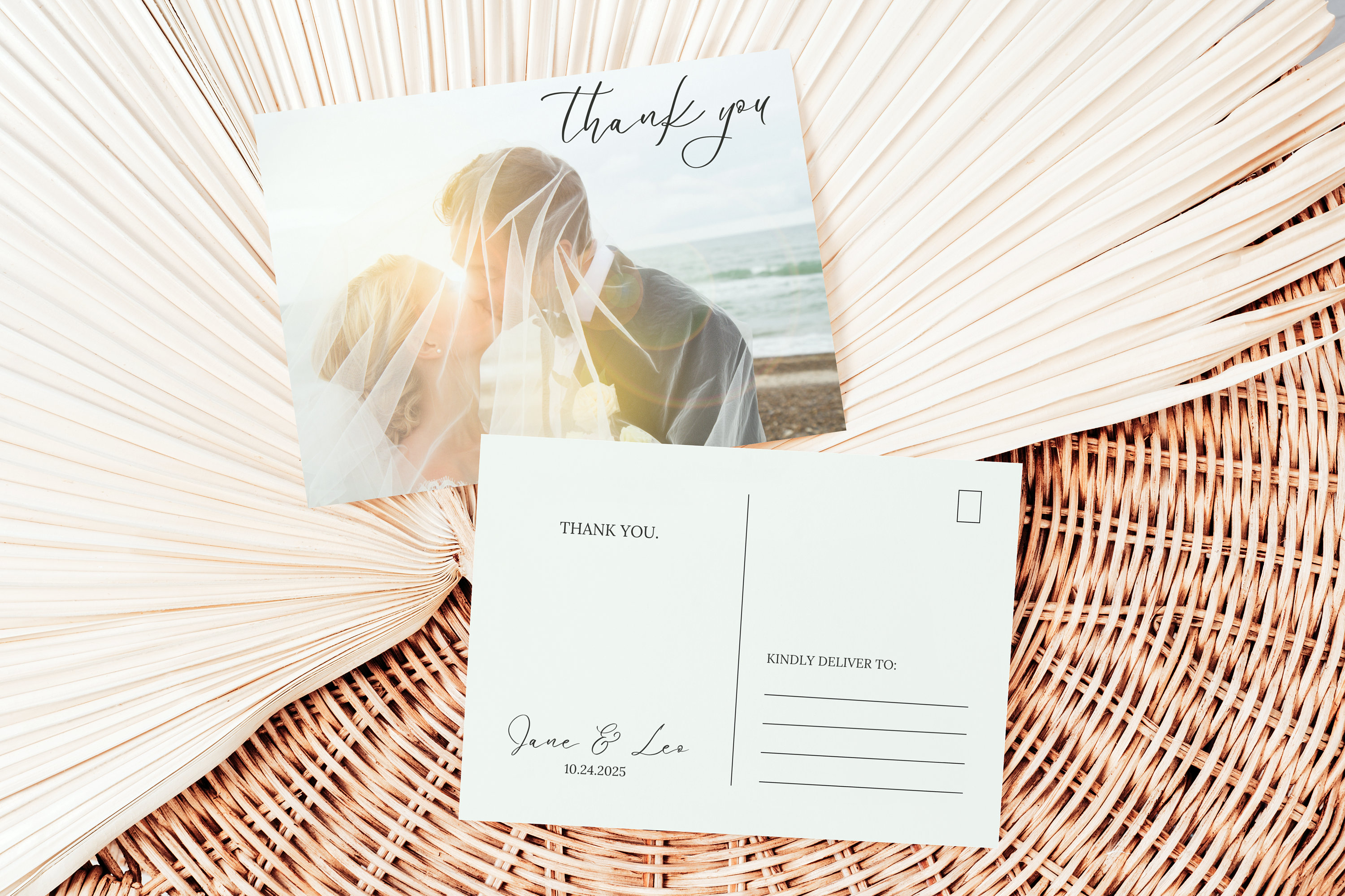 Editable Wedding Thank You Postcard Template: Minimalist Design ...