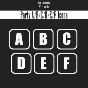 Dark & Minimalist FF|14 Icon Set – Party A/B/C/D/E/F Icons