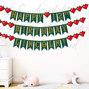 Printable Legend of Zelda Birthday Banner/Bunting (customisable name and age)