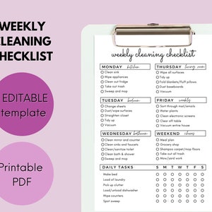 Cleaning Checklist • Weekly Cleaning Schedule • Minimalist Cleaning Planner • Cleaning Printable • Cleaning To Do List • Cleaning Schedule