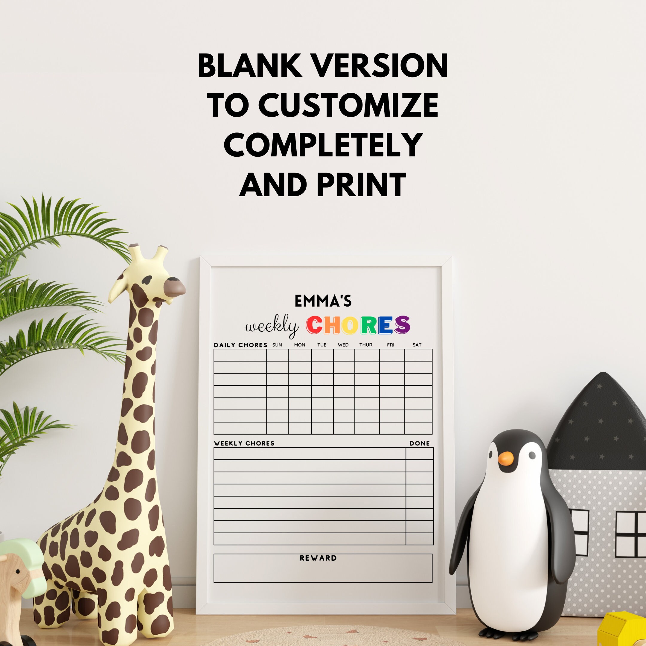 Kids Chore Chart Customized Chore Chart Kids Routine Chart Chore Chart ...
