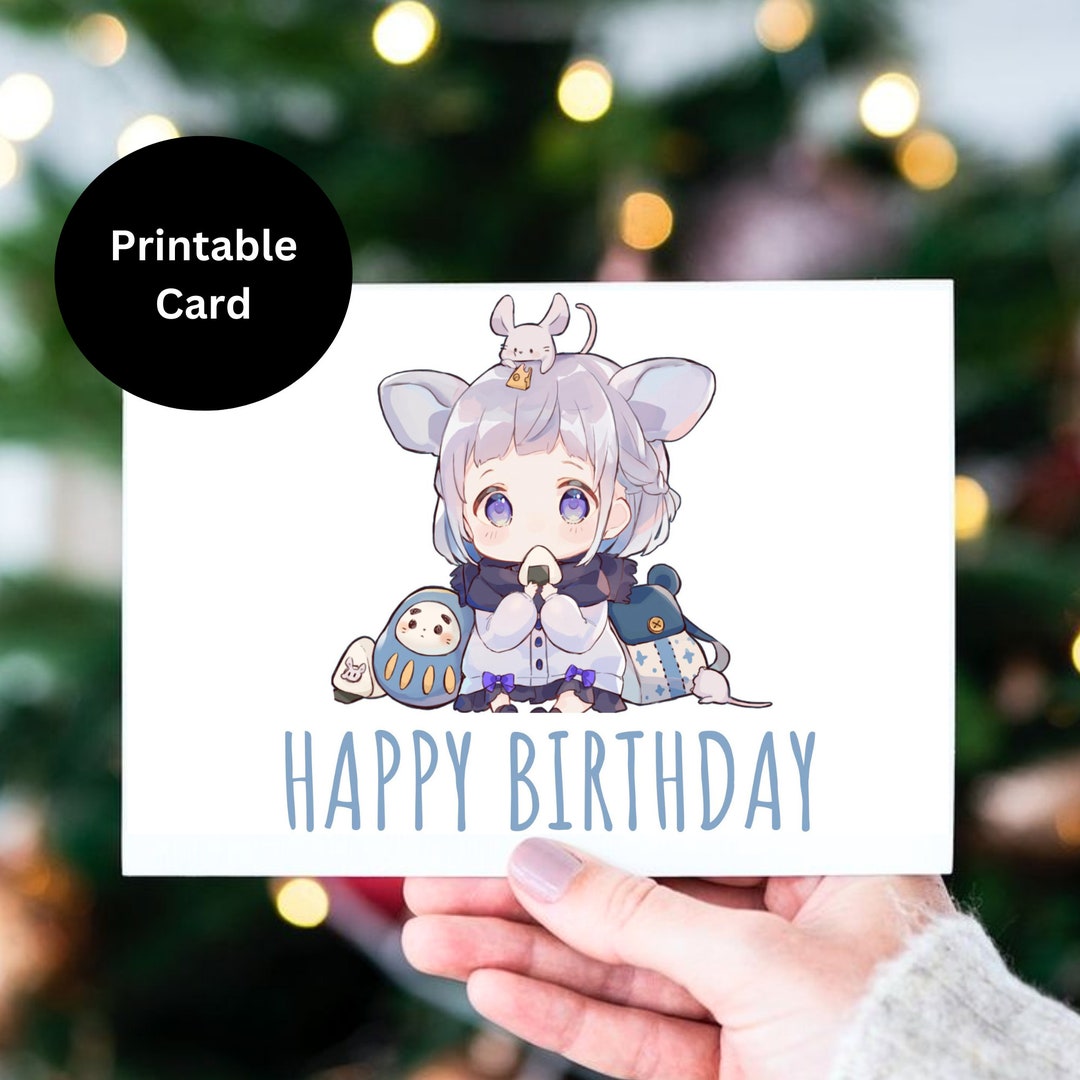 Anime Printable Birthday Card Instant Download 5 X 7 Inch - Etsy