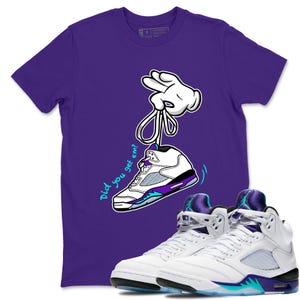 Camisetas unisex con manos de dibujos animados para combinar con zapatillas 5s Grape