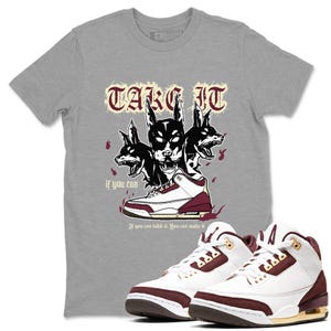 Hell Hounds Sneaker Tee - Casual Unisex Cotton Sneaker T-Shirt To Match 3s A Ma Maniere x Burgundy Crush
