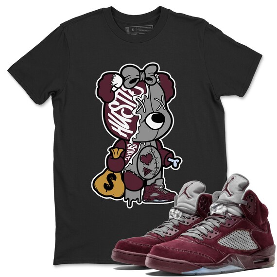 Stitched Hustle Bear Unisex Tees Sneaker Shirt to Match 5s