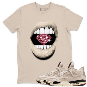 Lips Diamond Sneakerhead Gift - Sneaker T-Shirts To Match Jordans 4s A Ma Maniere x Fossil Stone