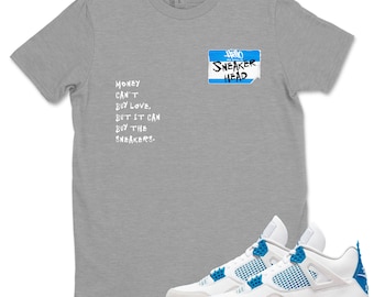 Sneakerhead Badge Sneaker Tee - Casual Unisex Cotton Sneaker T-Shirt To Match 4s Industrial Blue