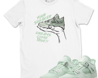 Sneaker Dreams Sneaker Tee - Unisex Sneaker Shirts To Match Jordans 4s Abundance AJ4 Seafoam