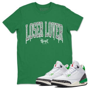 Camiseta de manga curta unissex Loser Lover Letter - Camisa para combinar 3 peças Lucky Green