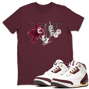 Clothesline Sneaker Tee - Casual Unisex Cotton Sneaker T-Shirt To Match 3s A Ma Maniere x Burgundy Crush