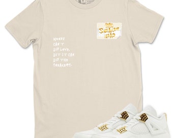 Sneakerhead Badge Unisex Crew Neck Sneaker Matching Tee Shirt To Match 4s White&Gold