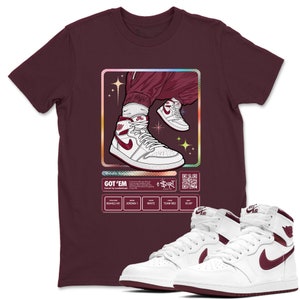 Carte de collection de baskets - Chemises de baskets assorties aux Jordans AJ1 bordeaux métallisés