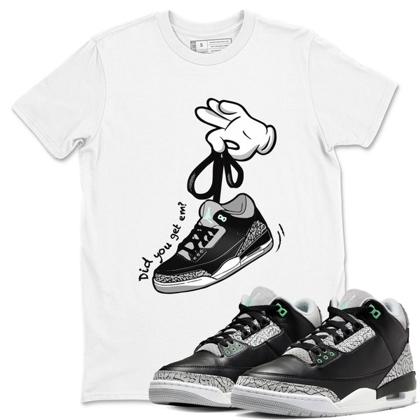 Cartoon Hands Sneaker Tee - Unisex Cotton Sneaker Shirts To Match Jordans 3s Green Glow