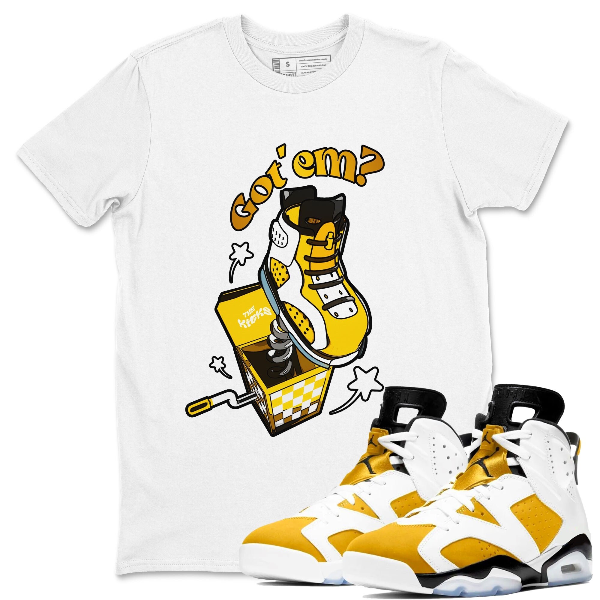 Shoe In The Box Sneaker Tee - Casual Unisex Cotton Sneaker T-Shirt To Match 6s Yellow Ochre Streetwear