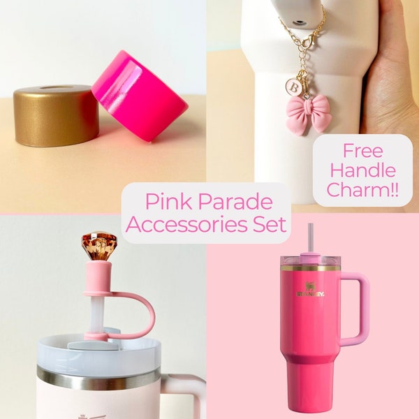 Pink Parade Stanley Accessory Set Stanley Pink Parade Accessory Set Pink Parade Boot Idea Pink Parade Straw Topper Idea Pink Parade Charm