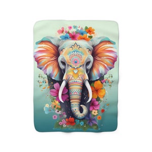 Boho Elephant Sherpa Fleece Blanket