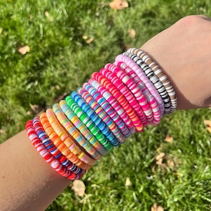 Preppy Aesthetic Mixed Clay Bead Bracelets | Summer Bracelets |