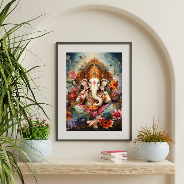 Ganesha Wall Art, Hindu Deity Ganesha, Lord Ganesha Poster, Ganesha Canvas Print, Ganesha Artwork