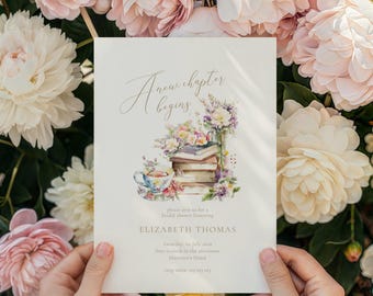 A New Chapter Begins Bridal Shower Invites, Book Theme Bridal Shower Invite, A New Chapter Begins Bridal Shower, Storybook Theme
