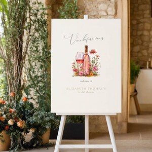 Vino Before Vows Bridal Shower Invitation: Wine Theme (Editable Template), Floral, Bundle